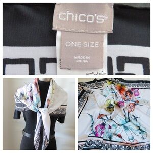 Chico's Square Scarf Women XL
White Pastel Floral Satin 42x42